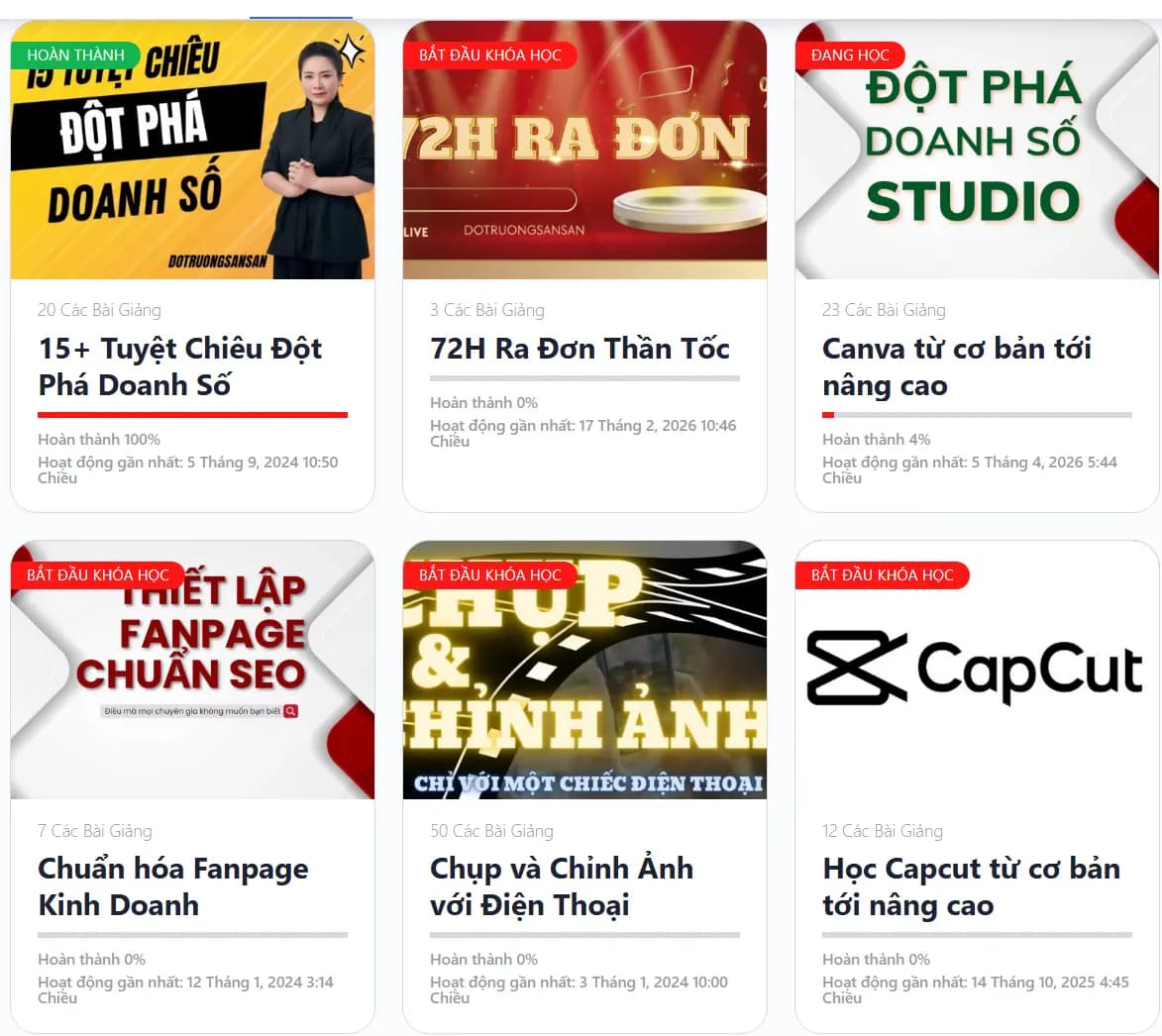 Giao diện hệ thống học tập online 2