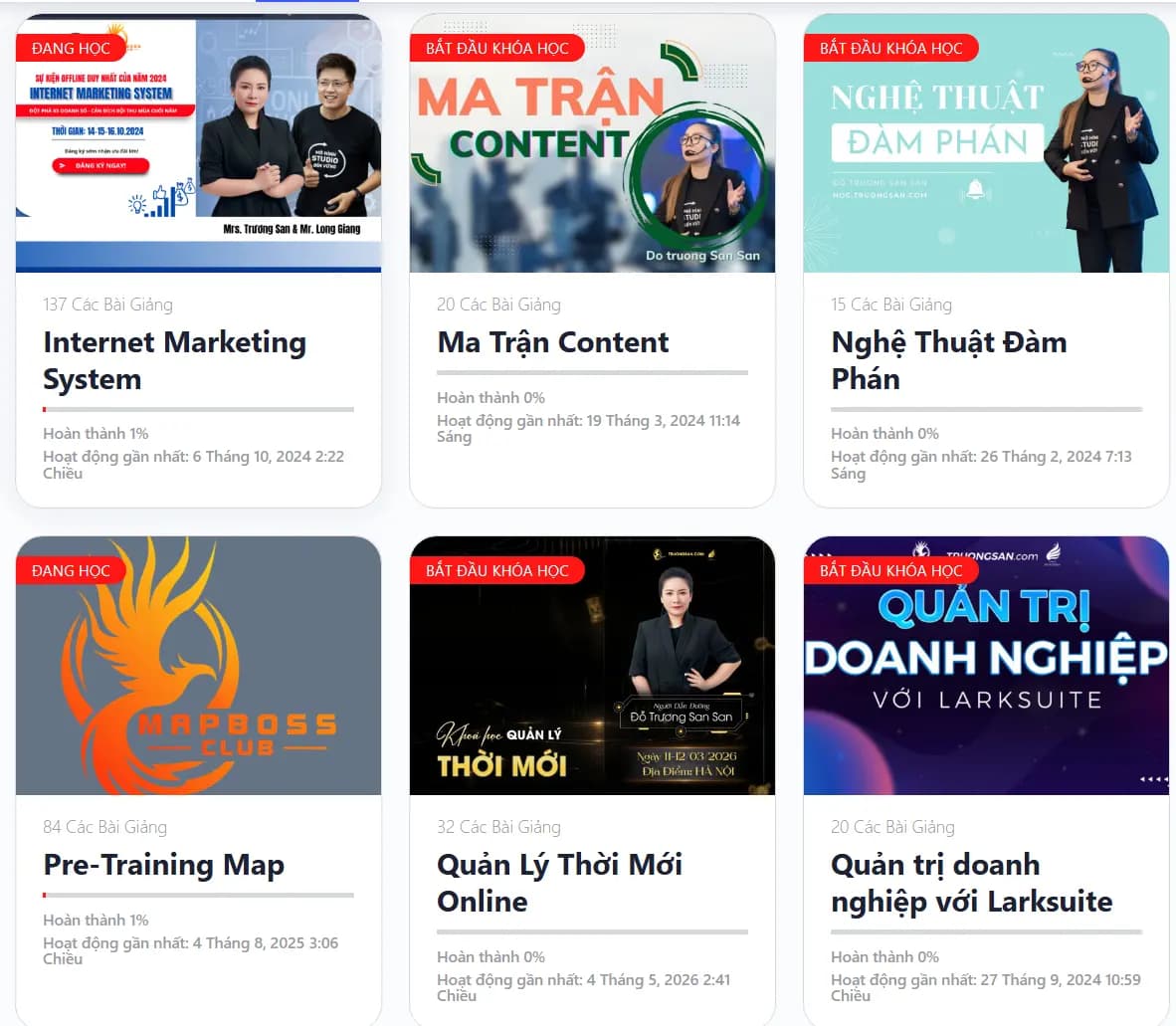 Giao diện hệ thống học tập online 3